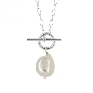 Pearl T-Bar Chain Necklace N4521W Beginnings Jewellery