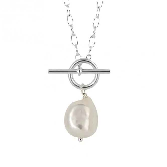 Pearl T-Bar Chain Necklace N4521W Beginnings Jewellery