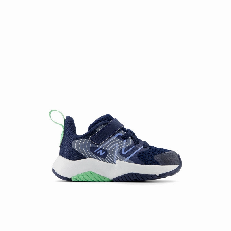 Rave Run v2 Bungee Lace with Top Strap - NB Navy with Electric Sky and Sweetgrass - Toddler New Balance lifestyle shoes