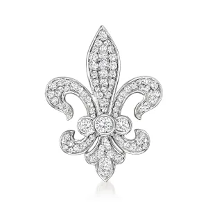 Ross-Simons Diamond Fleur-De-Lis Pin in Sterling Silver