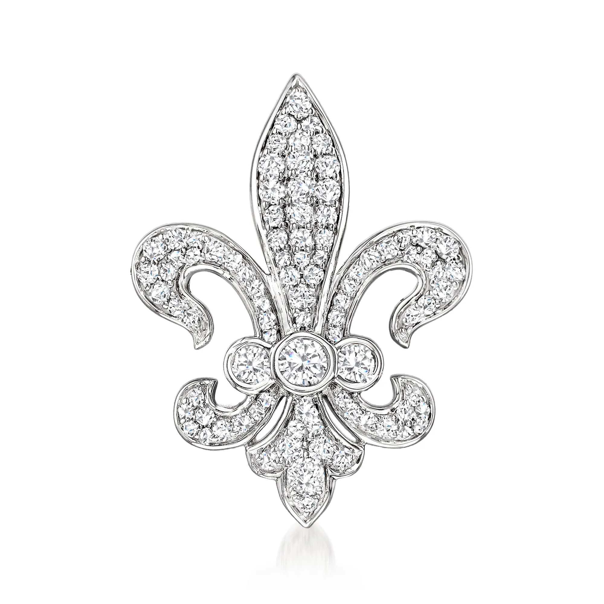 Ross-Simons Diamond Fleur-De-Lis Pin in Sterling Silver