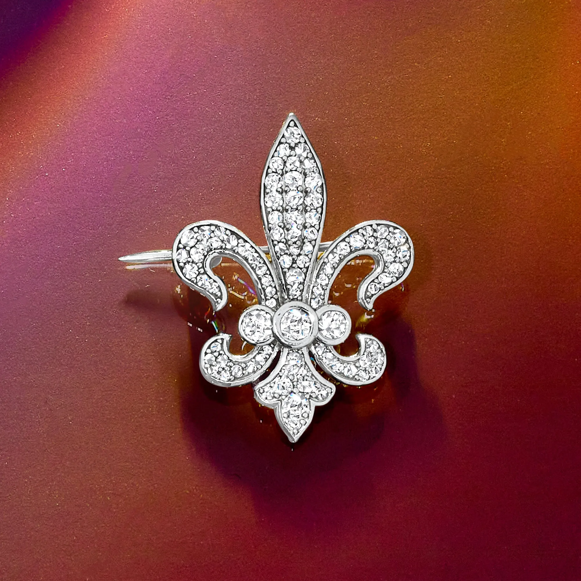 Ross-Simons Diamond Fleur-De-Lis Pin in Sterling Silver