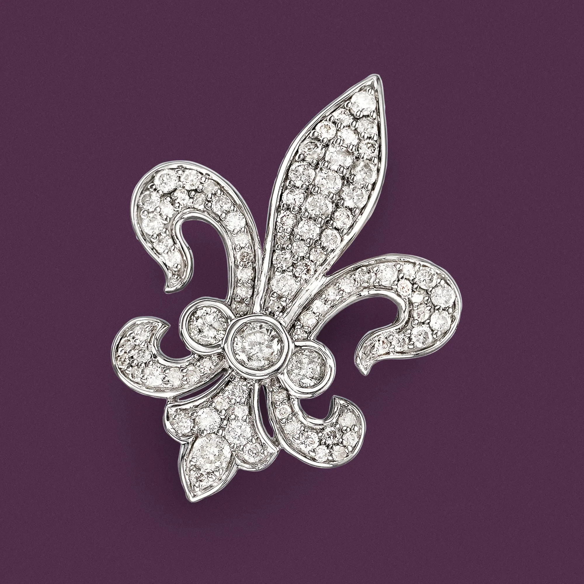 Ross-Simons Diamond Fleur-De-Lis Pin in Sterling Silver