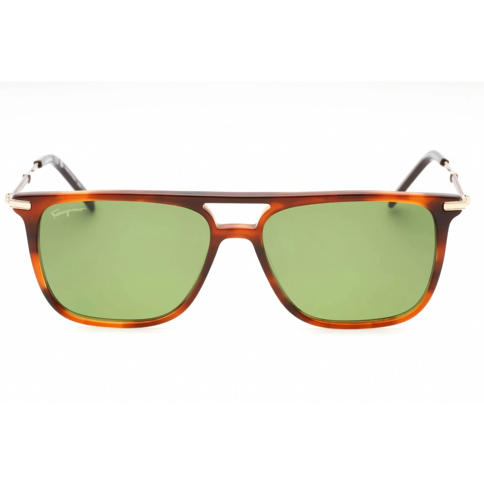 Salvatore Ferragamo Men's Sunglasses - Striped Brown Plastic Square Frame | SF966S 216 Salvatore Ferragamo Sunglasses