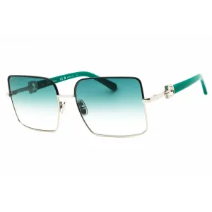 Salvatore Ferragamo Women's Sunglasses - Silver/Petrol Square Frame | SF302SL 047 Salvatore Ferragamo Sunglasses