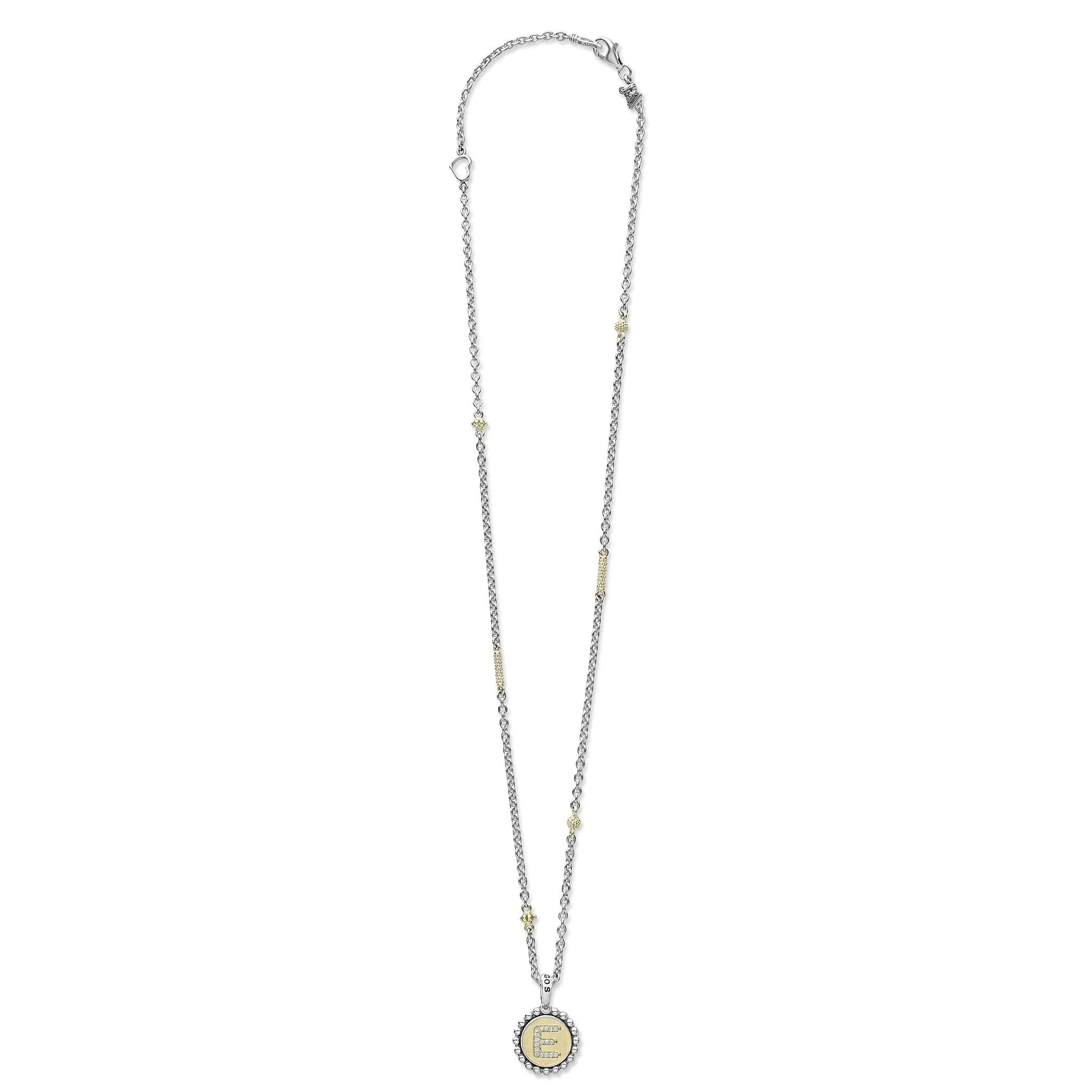 Signature Caviar Jewelry Signature Caviar E Initial Diamond Charm Necklace