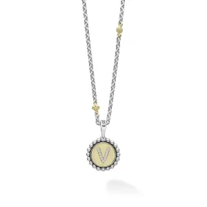 Signature Caviar Jewelry Signature Caviar V Initial Diamond Charm Necklace