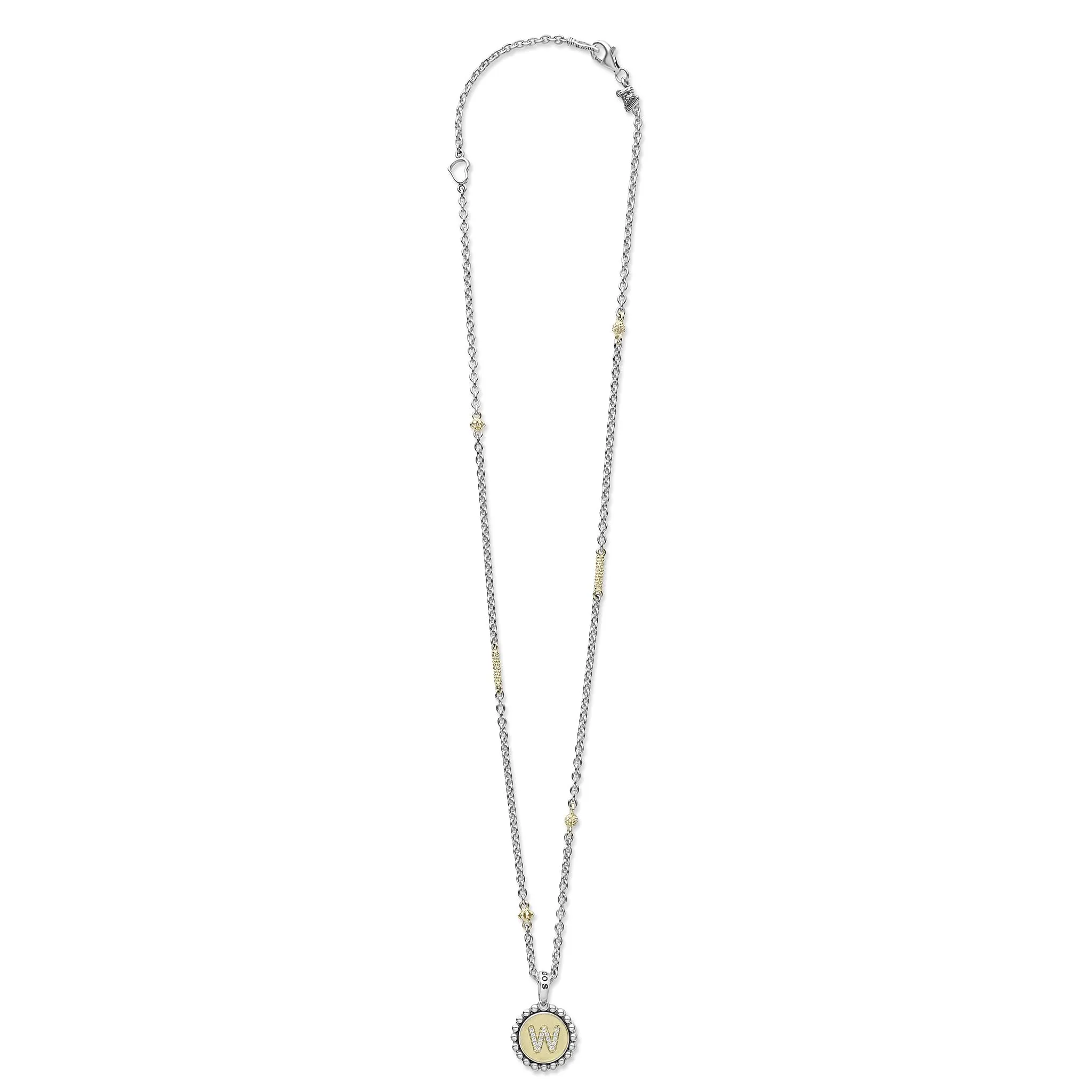 Signature Caviar Jewelry Signature Caviar W Initial Diamond Charm Necklace