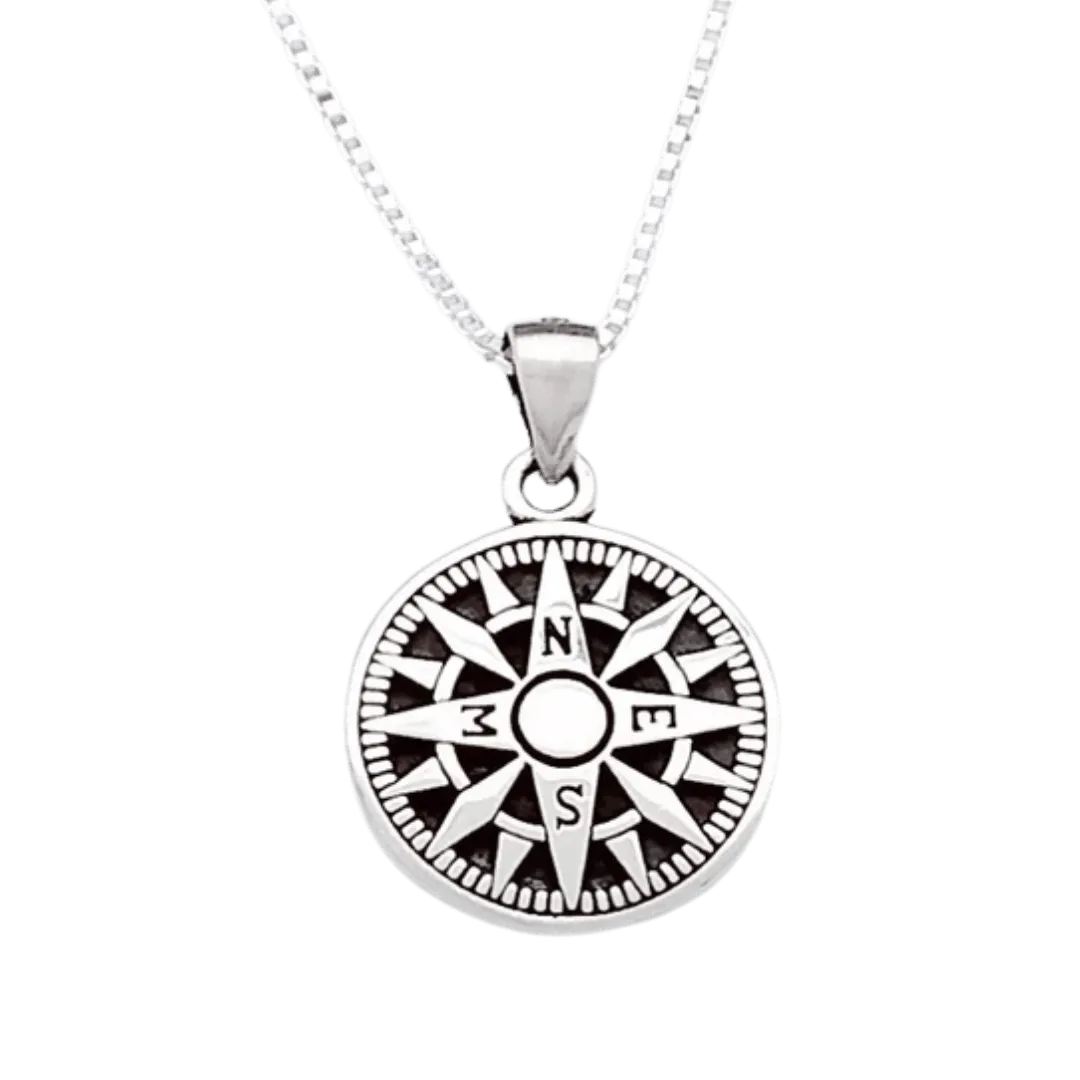 Silver Parrot Jewelry Sterling Silver Compass Necklace