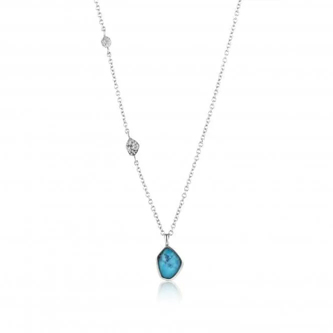 Silver Rhodium Plated Turquoise Pendant Necklace N014-02H Ania Haie Jewellery