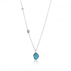Silver Rhodium Plated Turquoise Pendant Necklace N014-02H Ania Haie Jewellery