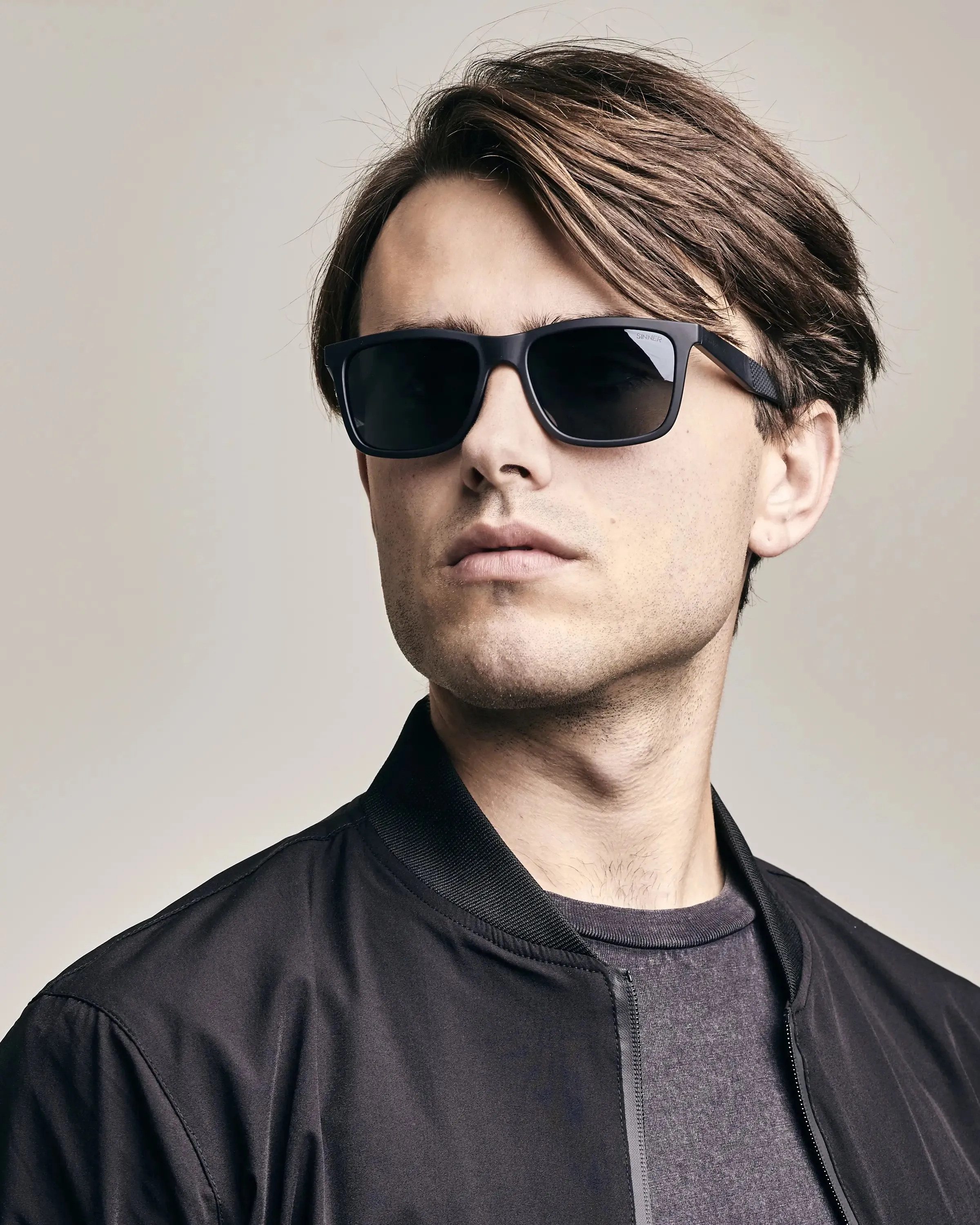 Sinner Sunglasses Bretton Polarised Sunglasses in Matte Black & Smoke