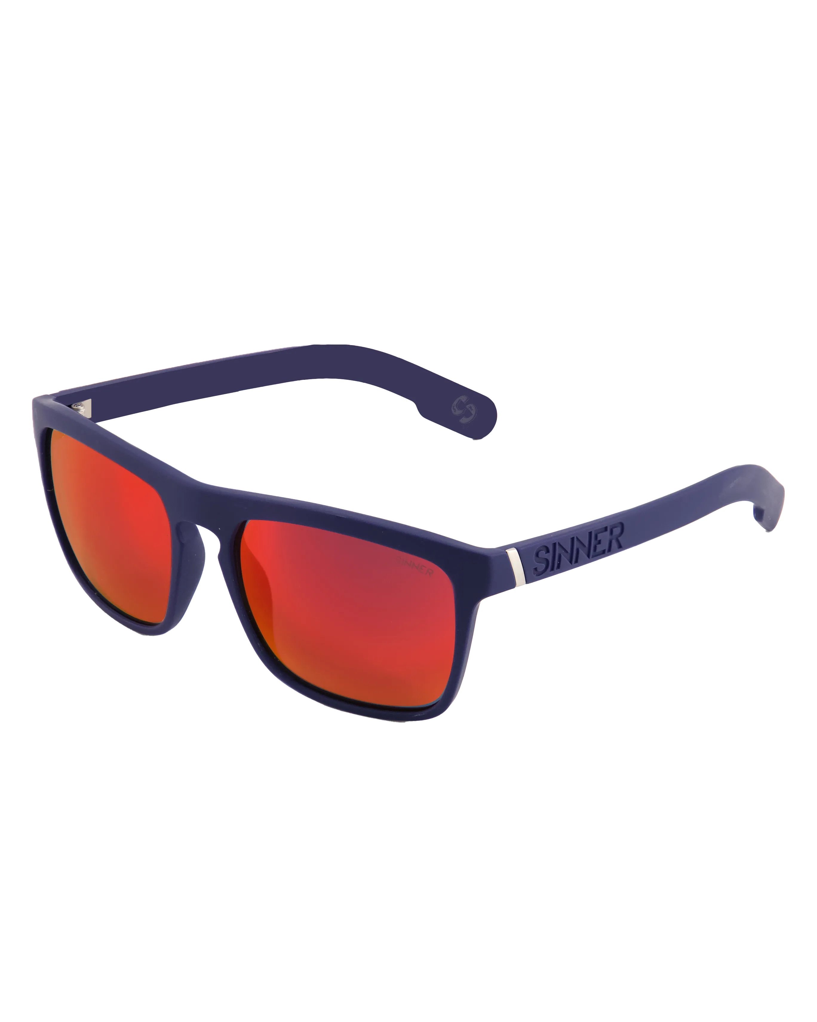 Sinner Sunglasses Thunder X Polarised Sunglasses in Matte Dark Blue & Red Mirror