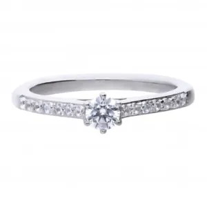 Solitaire Cubic Zirconia Pave Shoulders Ring R3754 Diamonfire Jewellery