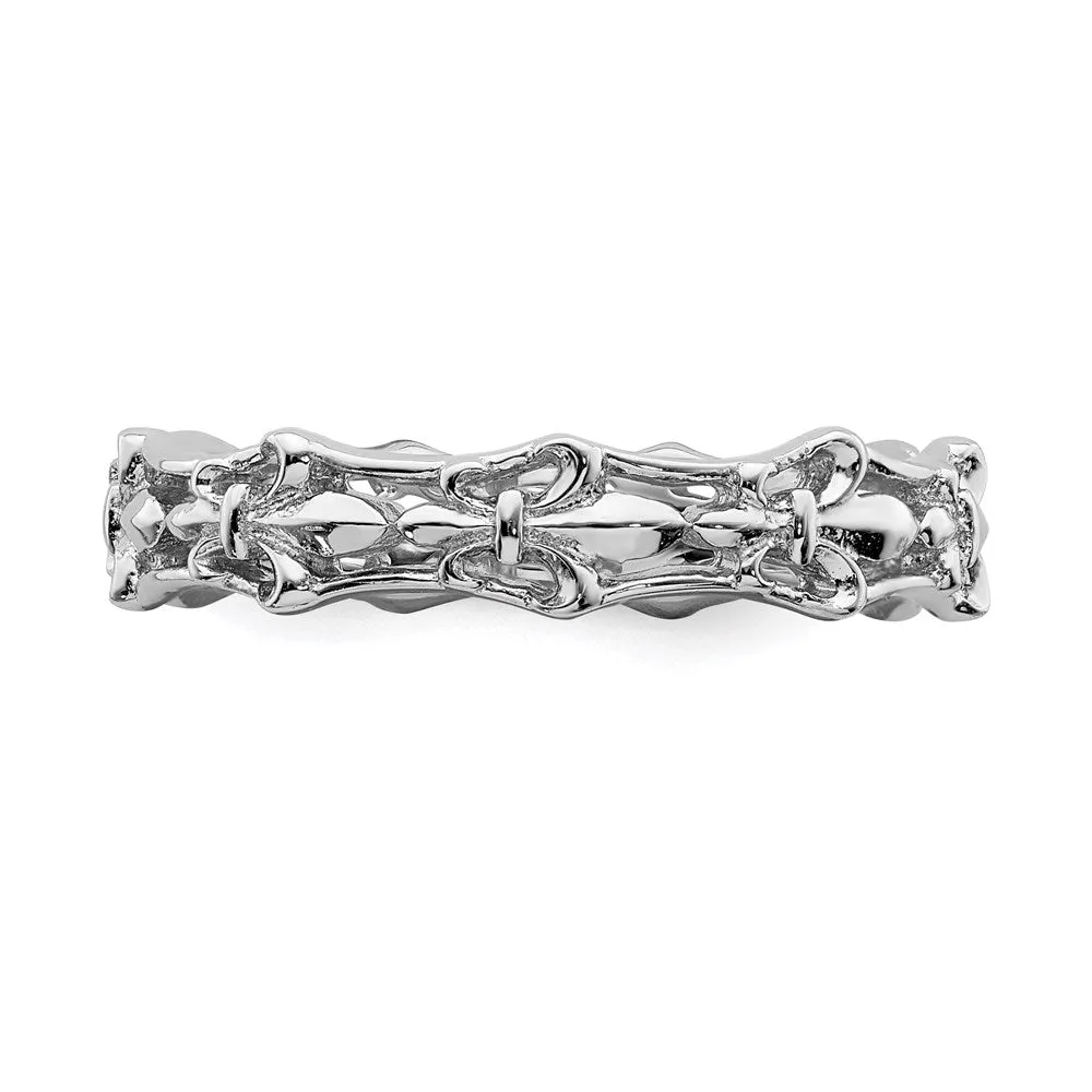 Stackable Expressions Jewelry Sterling Silver Stackable Expressions Polished Fleur De Lis Ring | QSK544