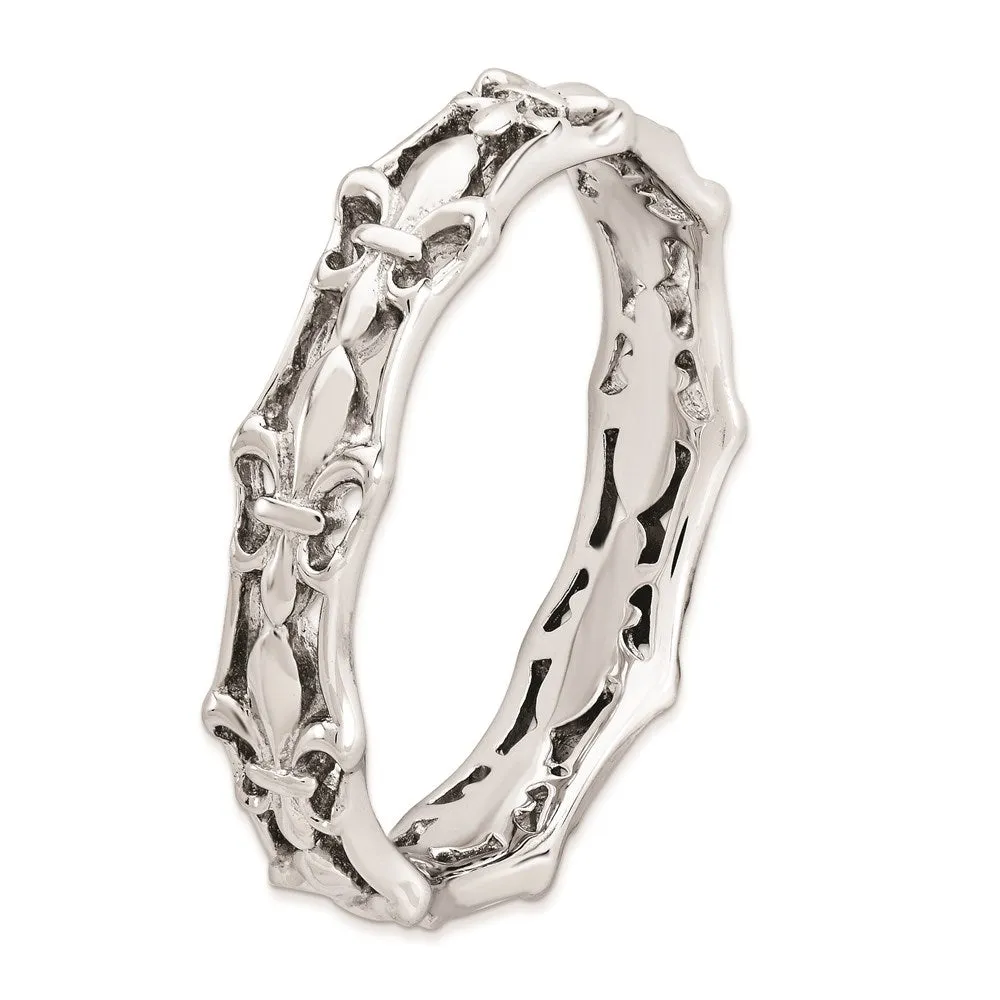 Stackable Expressions Jewelry Sterling Silver Stackable Expressions Polished Fleur De Lis Ring | QSK544