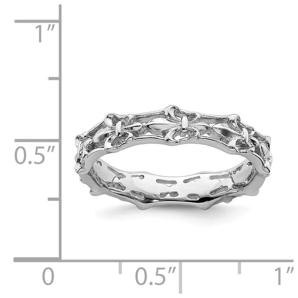 Stackable Expressions Jewelry Sterling Silver Stackable Expressions Polished Fleur De Lis Ring | QSK544