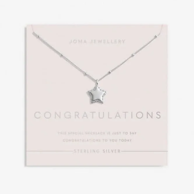 Sterling Silver Congratulations Star Pave 46cm   5cm Necklace JJS0019 Joma Jewellery