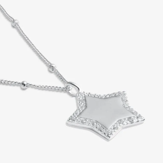 Sterling Silver Congratulations Star Pave 46cm   5cm Necklace JJS0019 Joma Jewellery