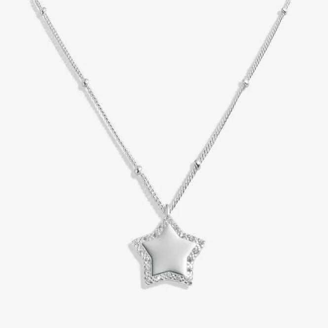 Sterling Silver Congratulations Star Pave 46cm   5cm Necklace JJS0019 Joma Jewellery