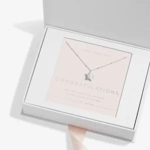 Sterling Silver Congratulations Star Pave 46cm   5cm Necklace JJS0019 Joma Jewellery