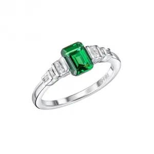 Sterling Silver Green and Clear Cubic Zirconia Ring R3870 Diamonfire Jewellery