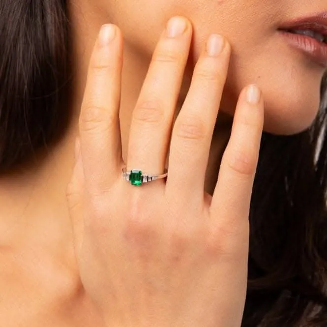 Sterling Silver Green and Clear Cubic Zirconia Ring R3870 Diamonfire Jewellery