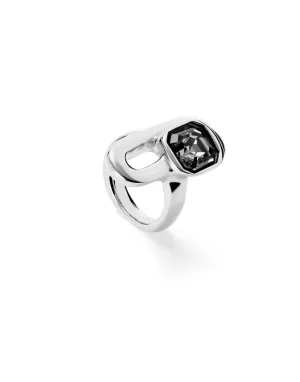 Sterling Silver Plated Ser Expresiva Black Ring ANI0841NGRMTL Unode50 Jewelry And Accessories
