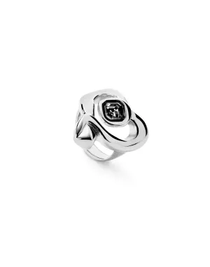 Sterling Silver Plated Ser Expresiva Black Ring ANI0842NGRMTL Unode50 Jewelry And Accessories
