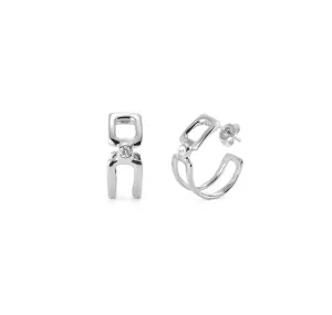 Sterling Silver Plated Ser Indomable White Earrings PEN0971BLNMTL0U Unode50 Jewelry And Accessories