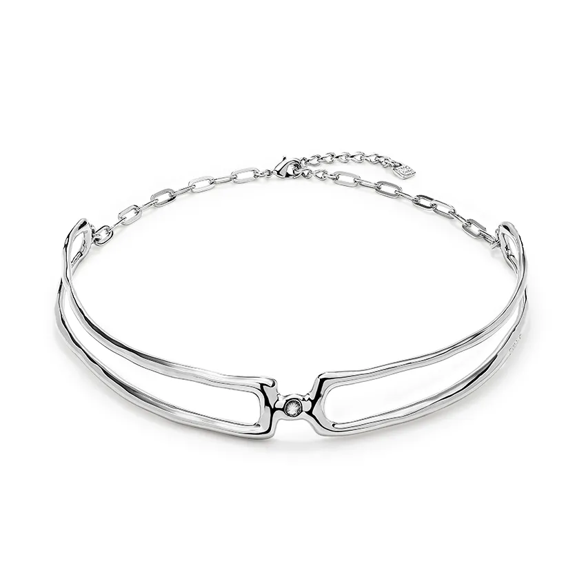 Sterling Silver Plated Ser Indomable White Necklace COL1935BLNMTL0U Unode50 Jewelry And Accessories