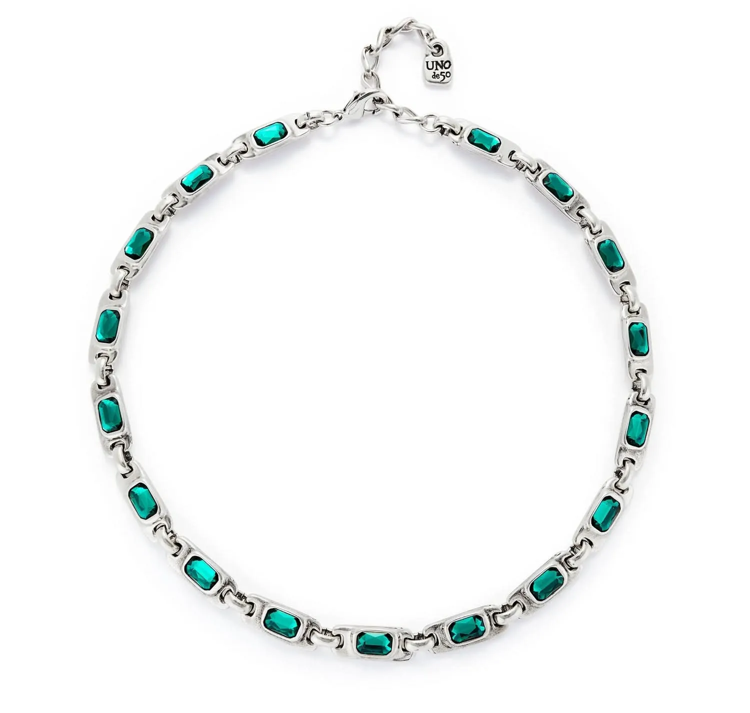 Sterling Silver Plated Ser Magnetica Green Necklace COL1955VRDMTL0U Unode50 Jewelry And Accessories