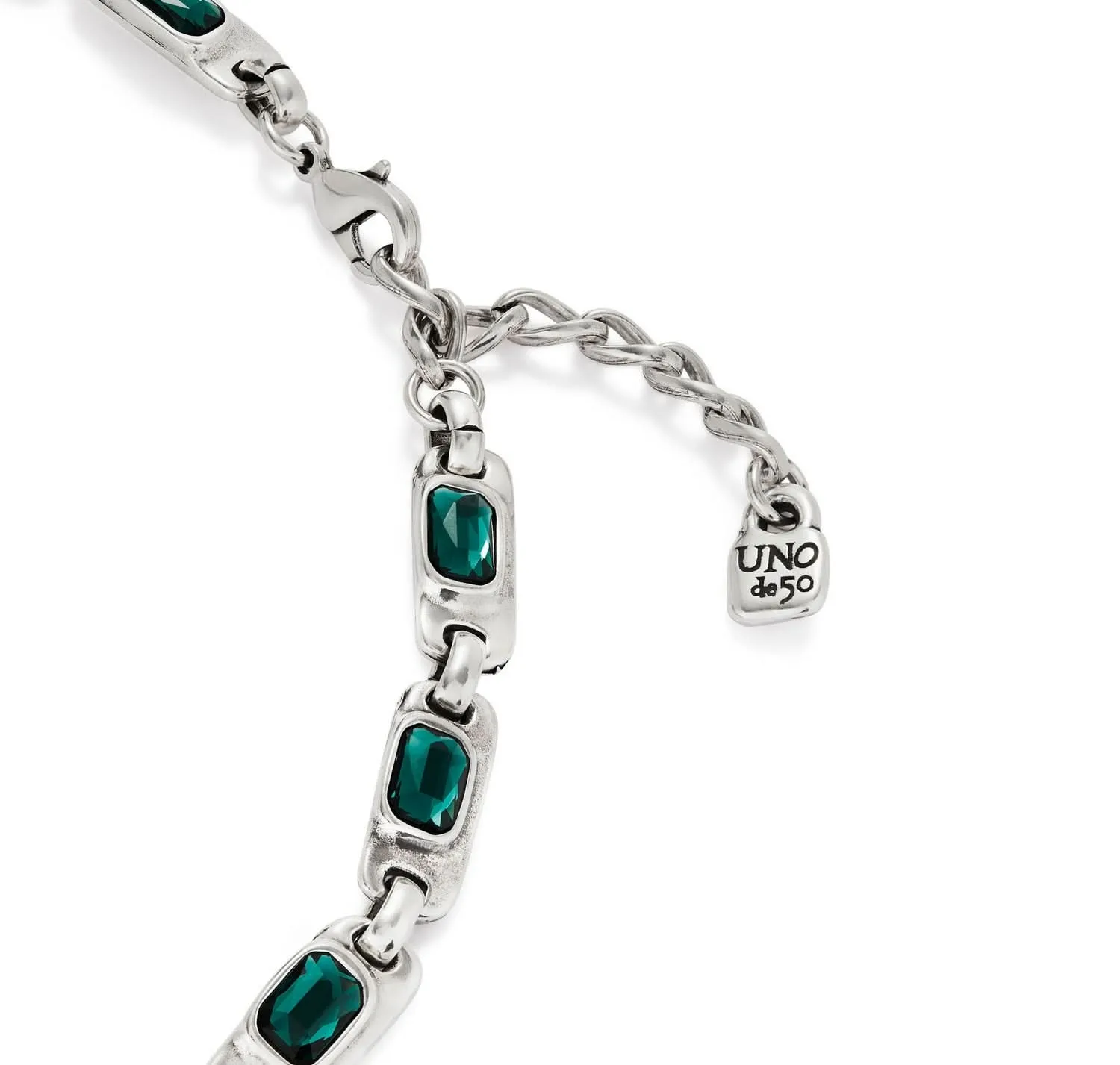 Sterling Silver Plated Ser Magnetica Green Necklace COL1955VRDMTL0U Unode50 Jewelry And Accessories