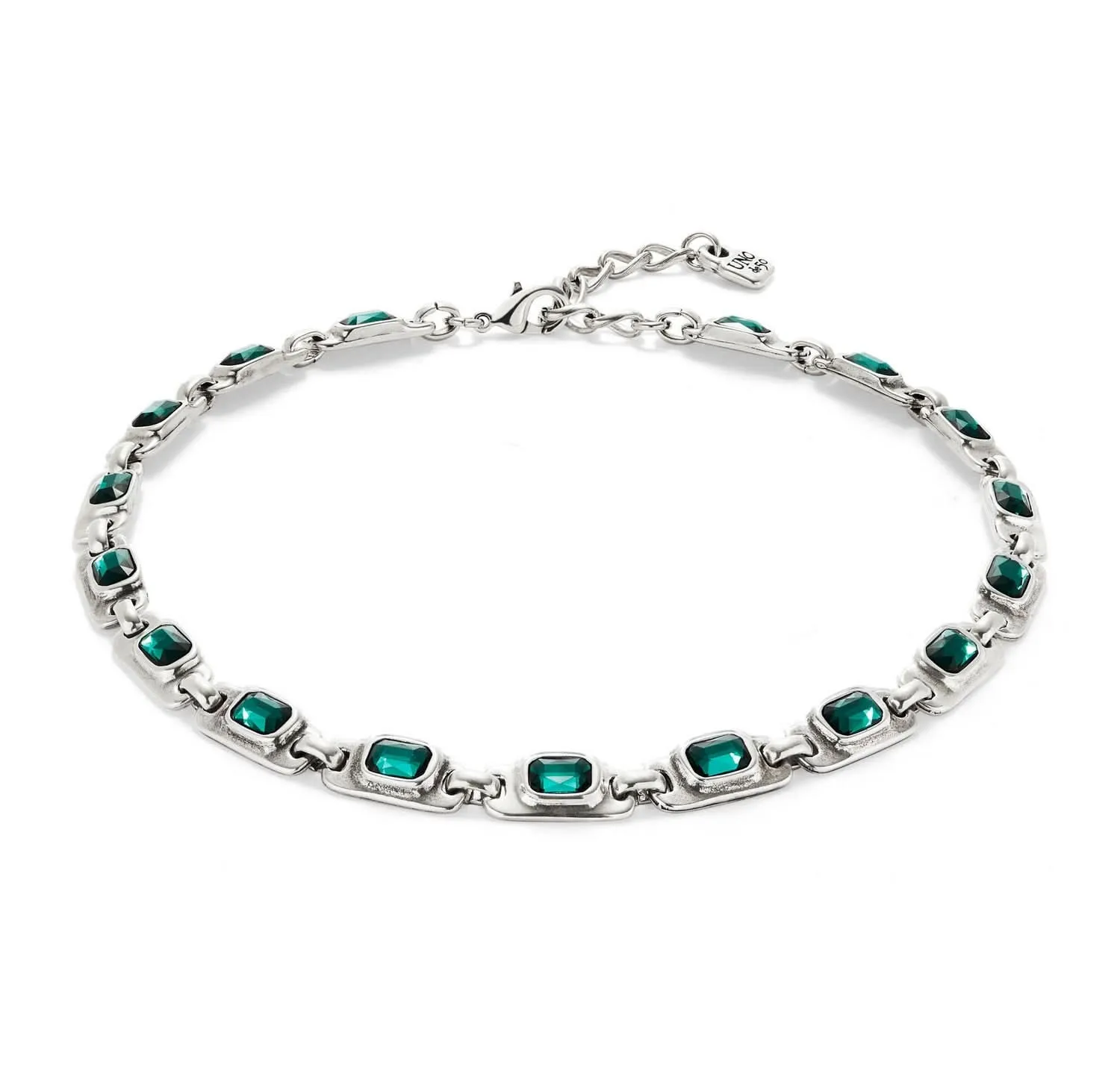Sterling Silver Plated Ser Magnetica Green Necklace COL1955VRDMTL0U Unode50 Jewelry And Accessories