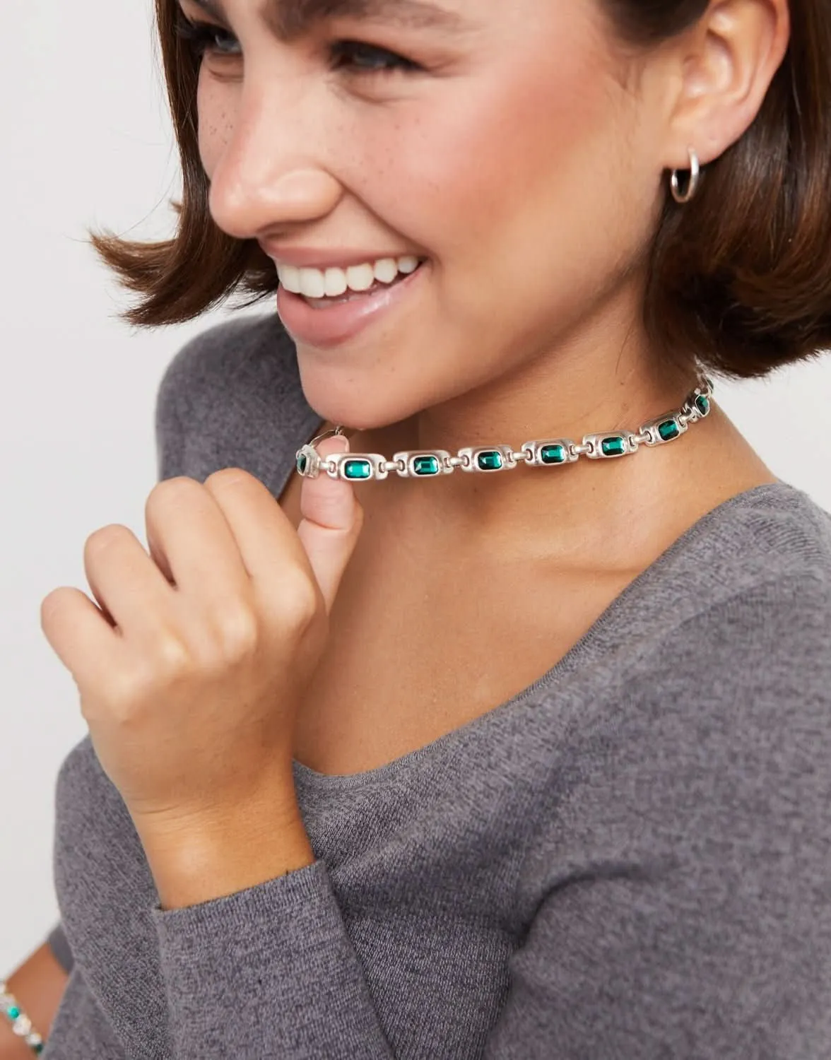 Sterling Silver Plated Ser Magnetica Green Necklace COL1955VRDMTL0U Unode50 Jewelry And Accessories