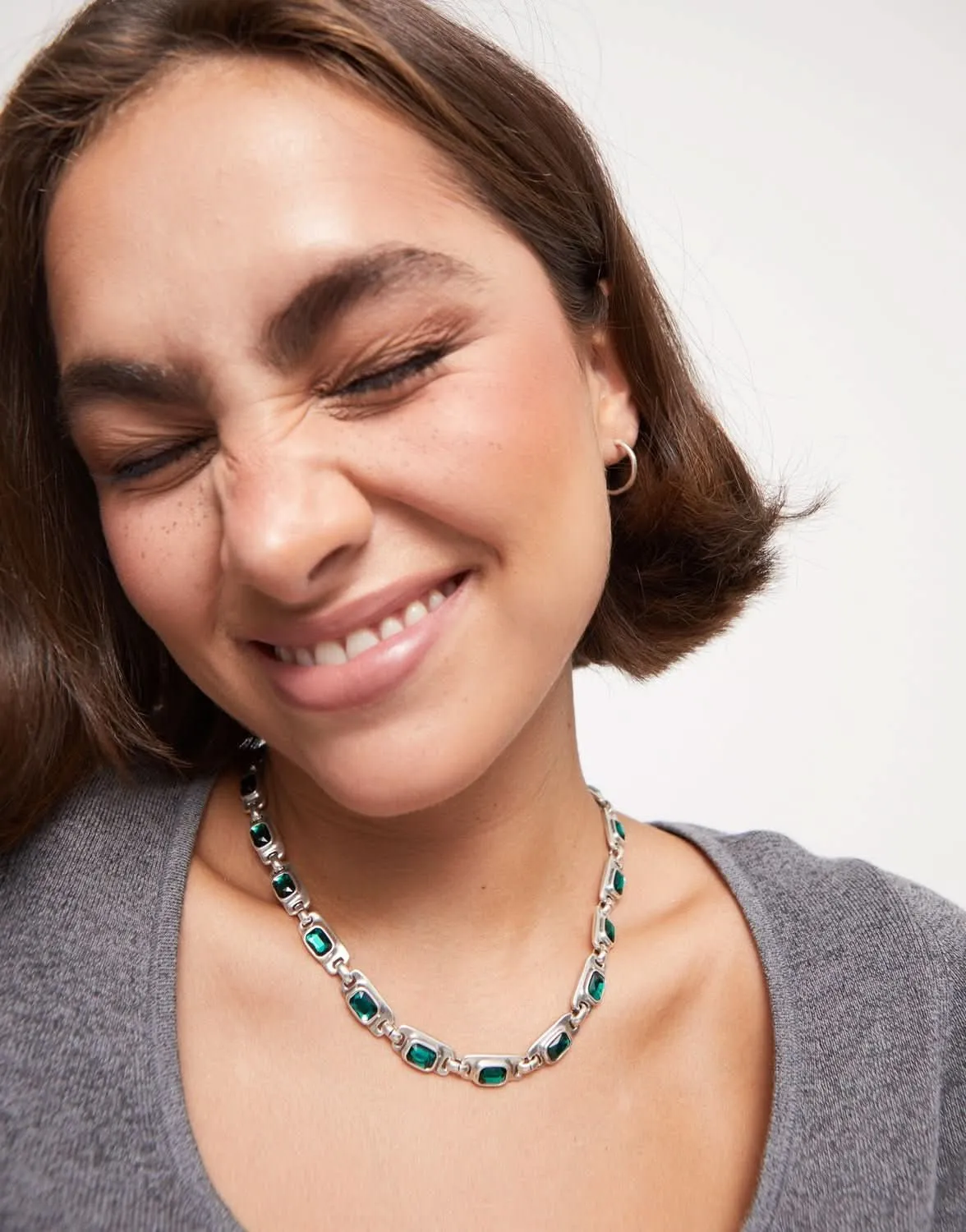 Sterling Silver Plated Ser Magnetica Green Necklace COL1955VRDMTL0U Unode50 Jewelry And Accessories