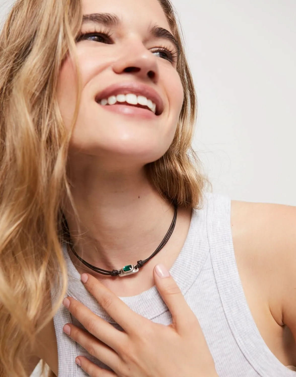 Sterling Silver Plated Ser Magnetica Green Necklace COL1966VRDMTL0U Unode50 Jewelry And Accessories