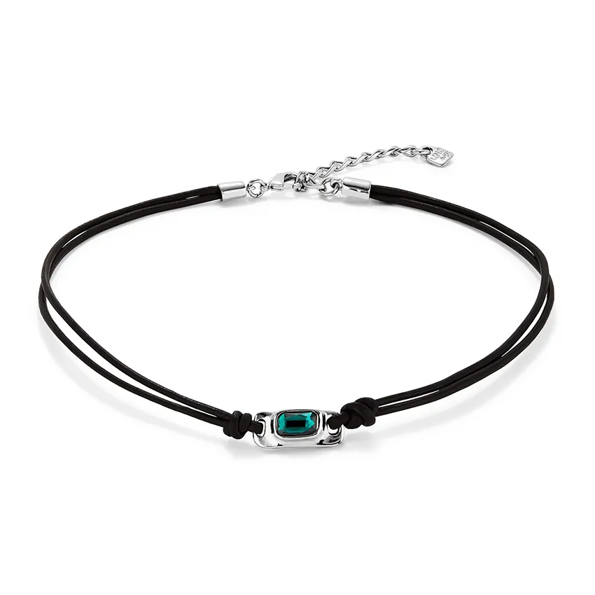 Sterling Silver Plated Ser Magnetica Green Necklace COL1966VRDMTL0U Unode50 Jewelry And Accessories