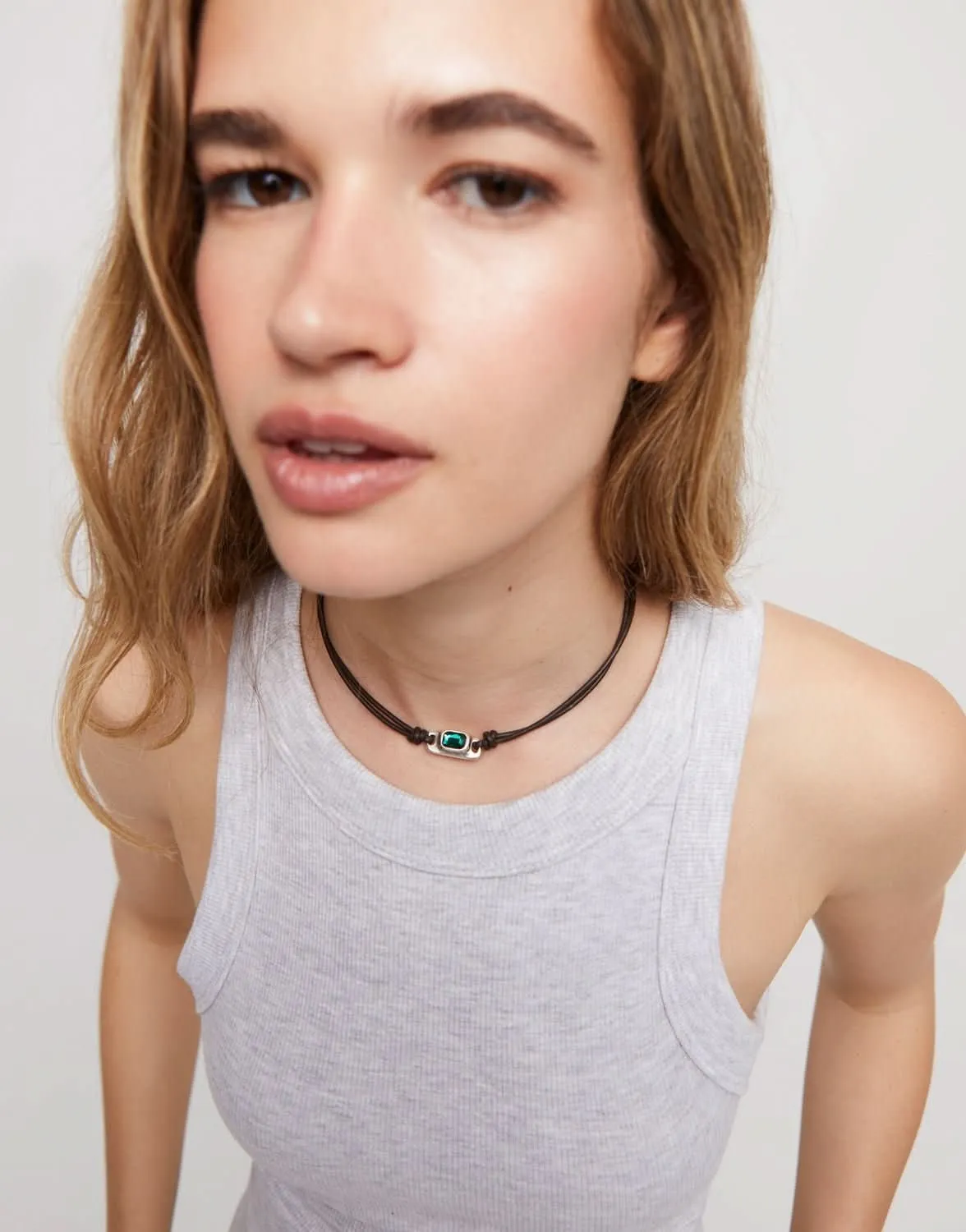 Sterling Silver Plated Ser Magnetica Green Necklace COL1966VRDMTL0U Unode50 Jewelry And Accessories
