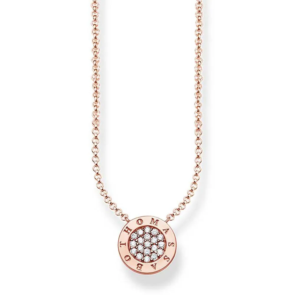 Sterling Silver Rose Gold Plated Thomas Sabo Classic Pave Necklace Sterling Silver	Jewelry