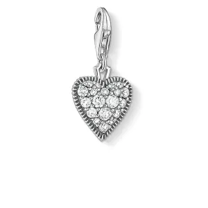 Sterling Silver Thomas Sabo Charm Club Oxidised Zirconia Heart Sterling Silver	Jewelry