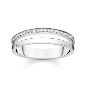 Sterling Silver Thomas Sabo Charm Club Zirconia Double Band Ring Sterling Silver	Jewelry