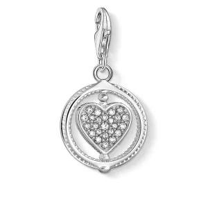 Sterling Silver Thomas Sabo Charm Club Zirconia Rotating Heart Charm Sterling Silver	Jewelry