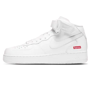 Supreme x Air Force 1 Mid 'Box Logo - Triple White' Nike Air Force 1 timeless sneakers for any outfit