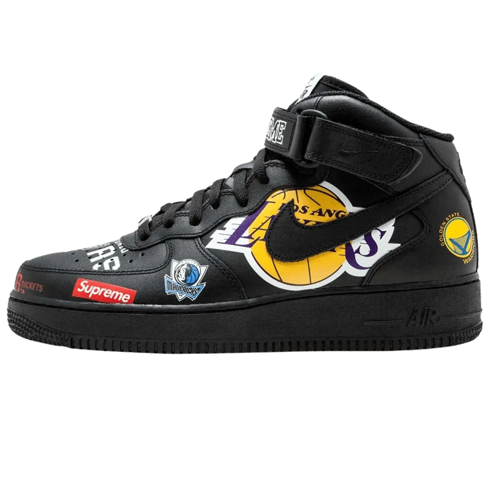 Supreme x NBA x Air Force 1 Mid 07 'Black' Nike Air Force 1 timeless sneakers for any outfit