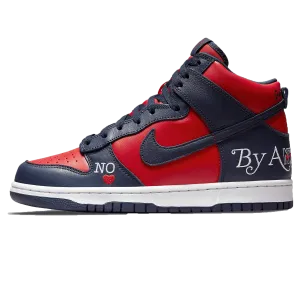 Supreme x Nike Dunk High SB 'By Any Means - Red Navy' Nike Dunk casual shoes with iconic low-top shape