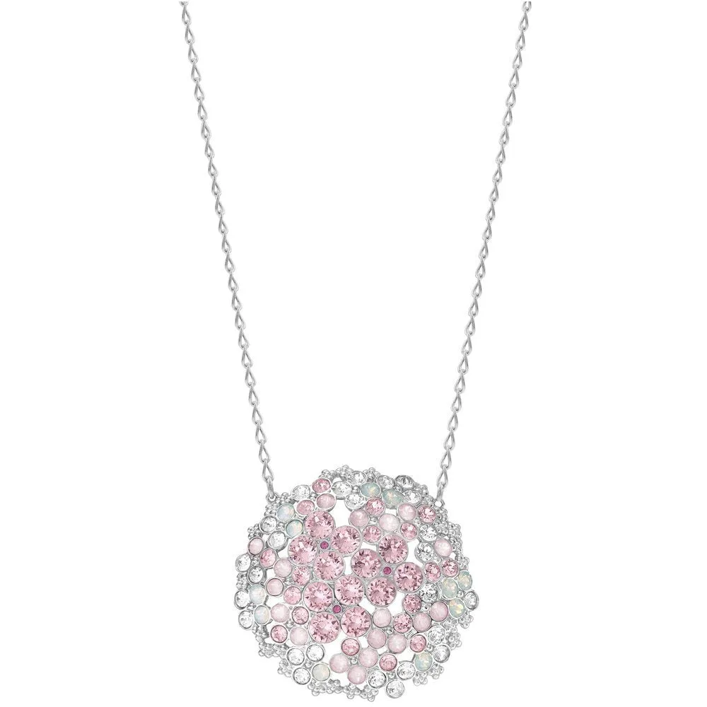 SWAROVSKI Cherie 5111318 Pink Crystals Flowers Rhodium Plated Pendant Necklace Swarovski Jewelry