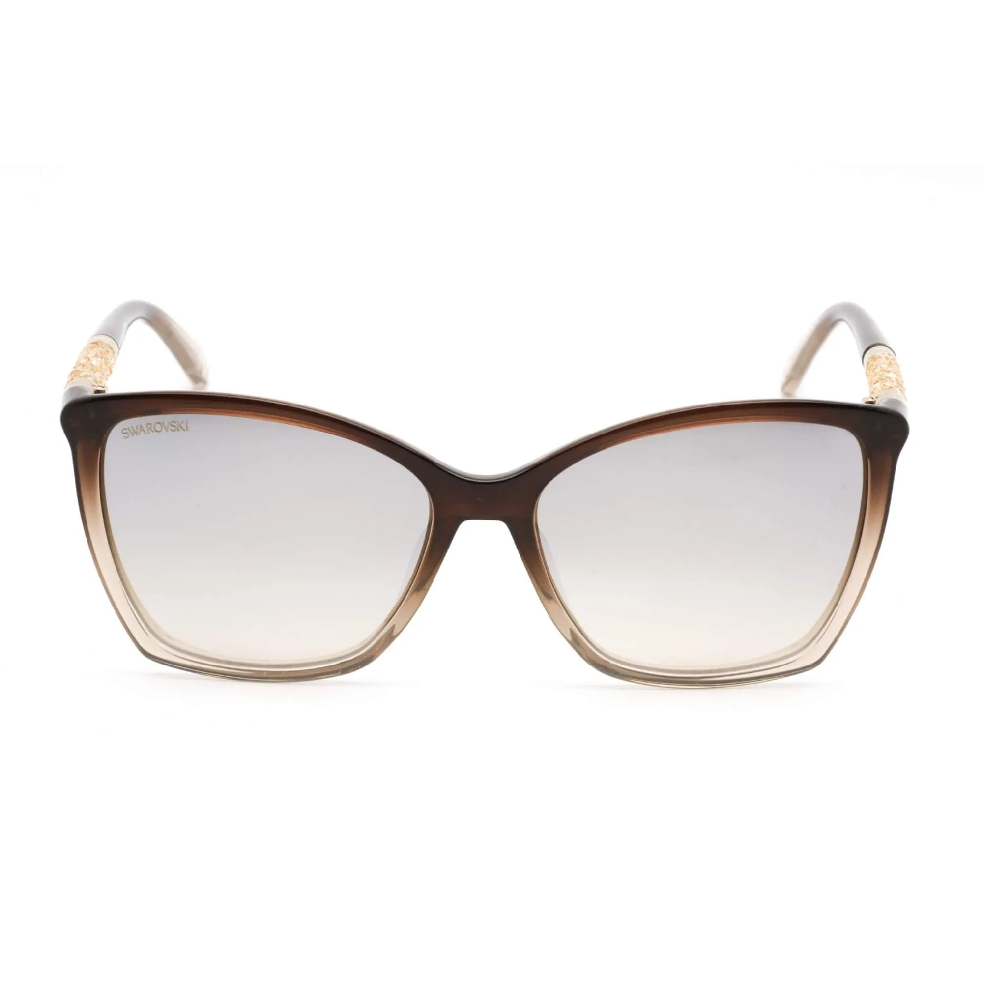 Swarovski Women's Sunglasses - Shiny Dark Brown Frame Brown Mirror Lens | SK0148 48G Versace Sunglasses