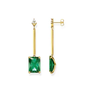 Thomas Sabo Gold Plated Sterling Silver Magic Stone Green Drop Earrings Sterling Silver	Jewelry