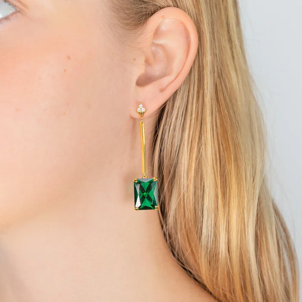 Thomas Sabo Gold Plated Sterling Silver Magic Stone Green Drop Earrings Sterling Silver	Jewelry